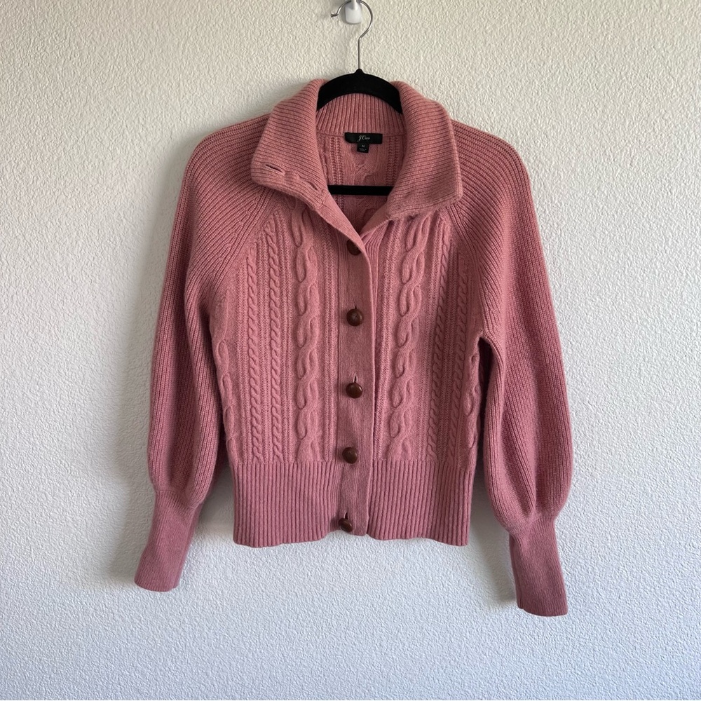 J. Crew Balloon Sleeve Cable Knit Sweater Cardigan